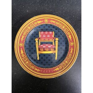 Vtg Porcelain GUCCI Porcellana 8.25" Plate Decorative Chair RED Laurel Rare